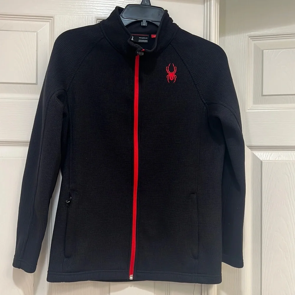 Spyder Black and Red‎ Full Zip Thermal Jacket Youth Size L14/16